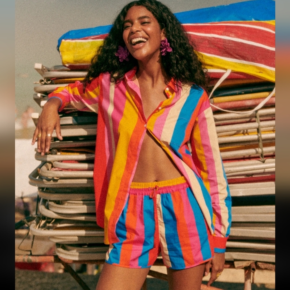 Sezane Kurt Multicolor Striped Shorts